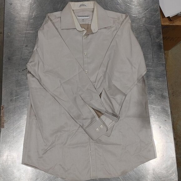 Excellent Condition Jhane Barnes Men's Grey Pattern Dress Shirt Size 18 32/33 - Picture 1 of 4